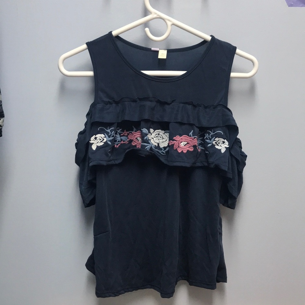 NAVY BLUE OFF THE SHOULDER/ TANK FASHION TOP